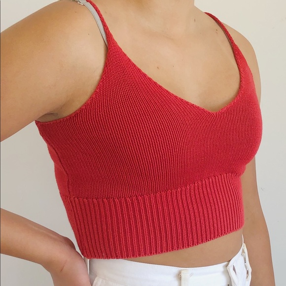 Brandy Melville red knit tank top - Picture 2 of 3
